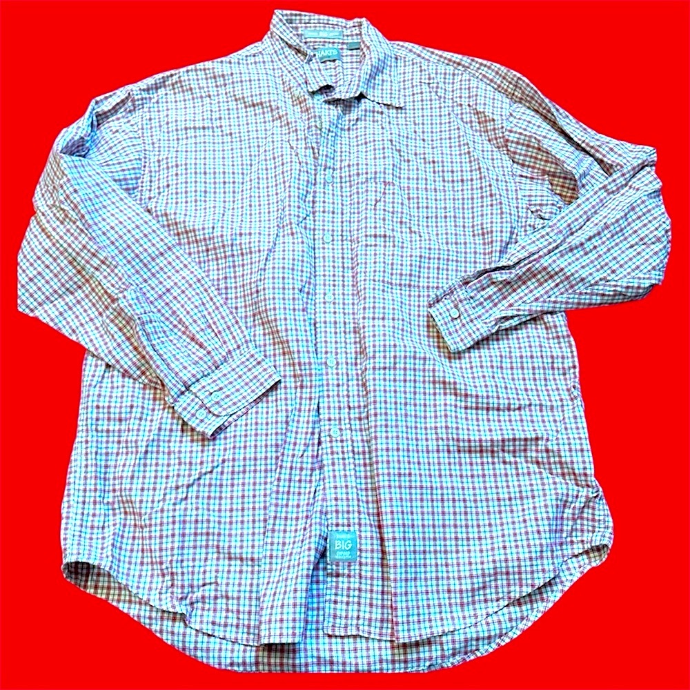 KHAKI’S by Arrow BIG Oxford. Beige, red, white, navy striped long sleeve